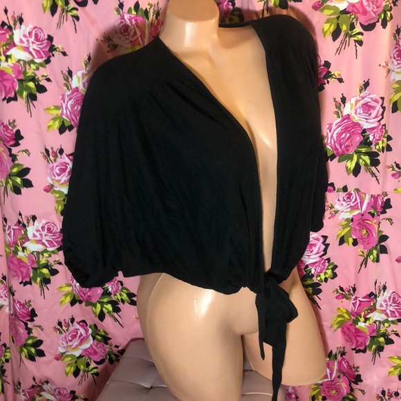 Banana republic silk black cotton batwing shrug M